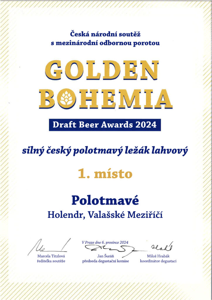 1. místo Golden Bohemia Draft beer awards