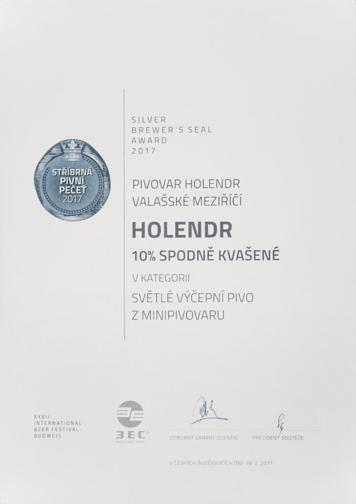 Stříbrná pivní pečeť v kategorii světlé výčepní pivo